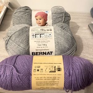 Bernat Softee and Caron Simply Soft Yarn Lot of 3